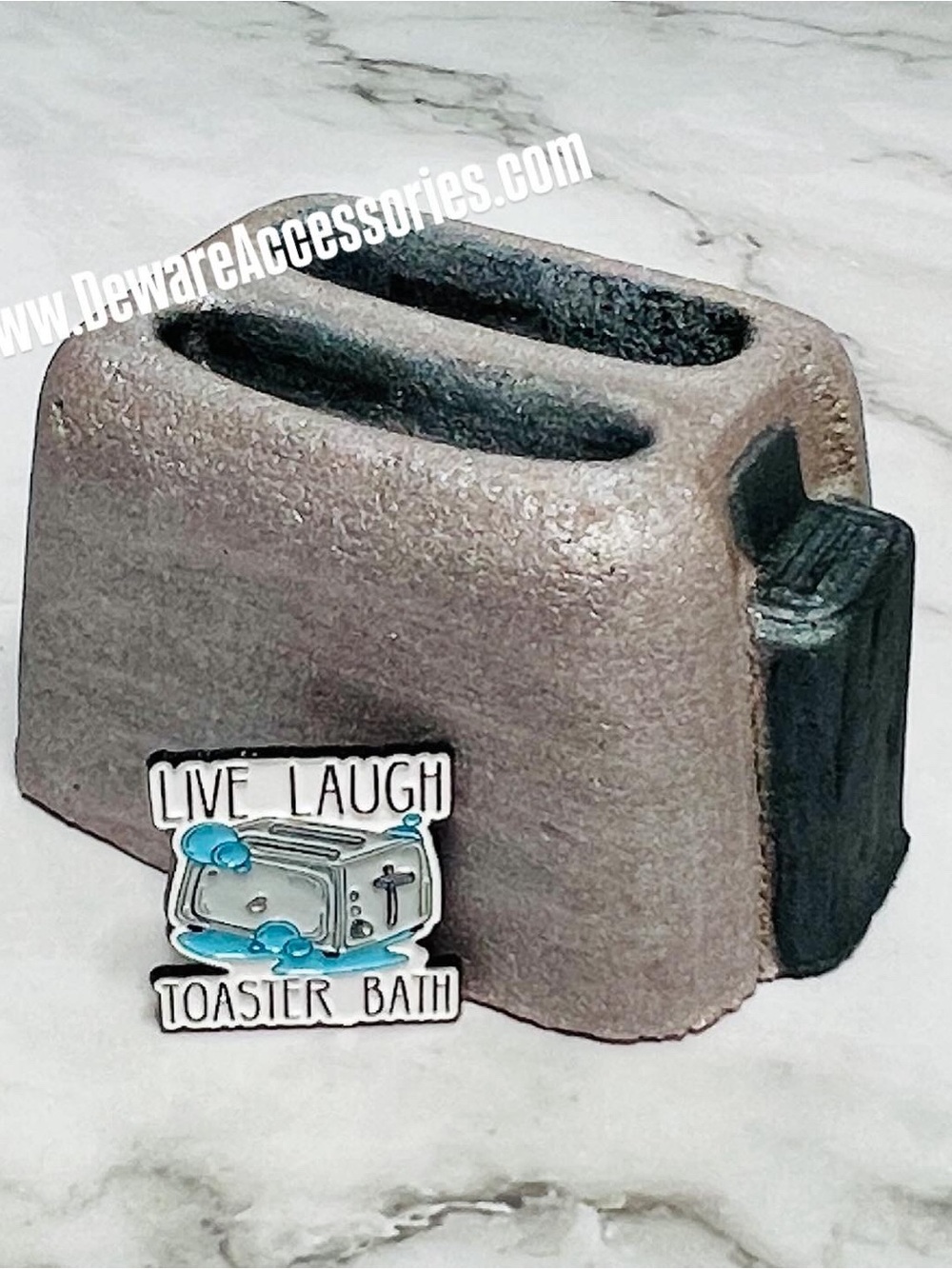 Toaster “Last Bath” Bath Bomb with Keepsake “Live Laugh Toaster Bath” Enamel Pin
